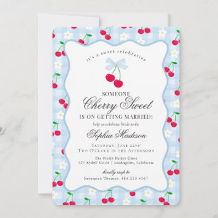 Invitation Cerry Sweet Blue Coquette En vichy Fête des mariée