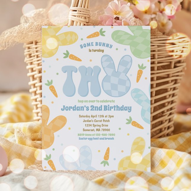 Invitation Certains Bunny 2e anniversaire partie lapin modern (Créateur téléchargé)