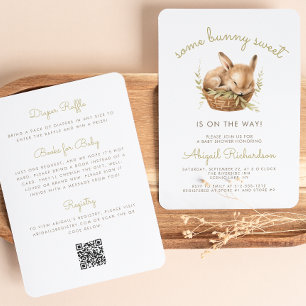 Invitation Certains Bunny Sweet QR Code Baby shower neutre
