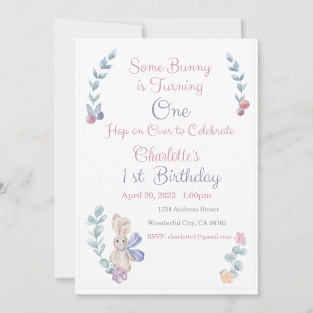 Invitation Certains Lapin est une invitation, Lapin une fête, (Devant)