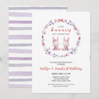Invitation Certains lapins tournent un, jumeaux 1er anniversa