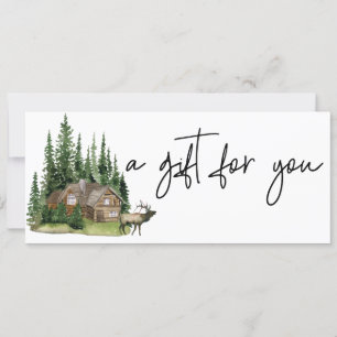 Invitation Certificat Cadeau Aquarelle Cabine Lodge Forêt