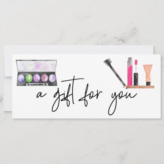 Invitation Certificat cadeau Cosmétique Maquillage aquarelle (Devant)
