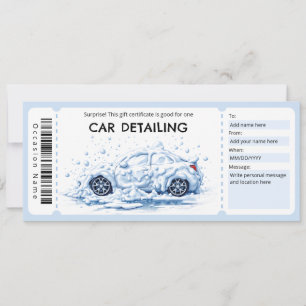 Invitation Certificat Cadeau de Detailing de Voiture