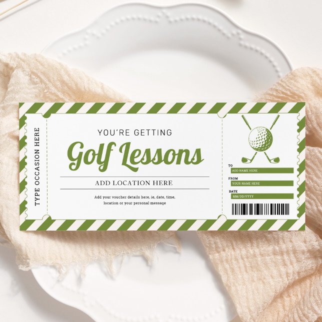 Invitation Certificat cadeau de leçon de golf (Créateur téléchargé)
