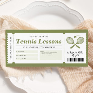 Invitation Certificat cadeau de leçon de tennis