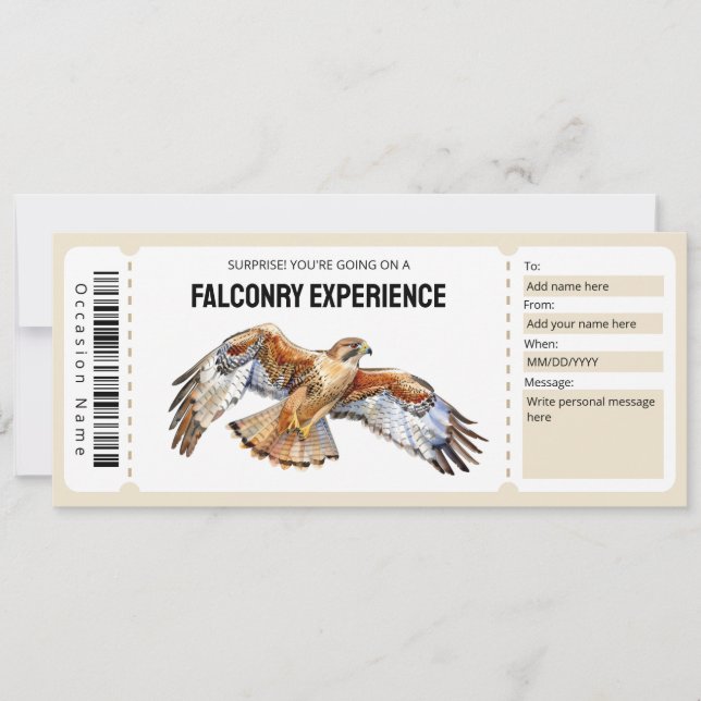 Invitation Certificat-cadeau de l'expérience Falconry (Devant)