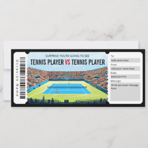 Invitation Certificat cadeau de match de tennis surprise