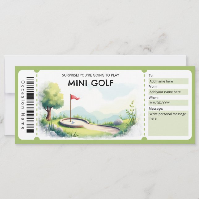 Invitation Certificat-cadeau de mini-golf (Devant)