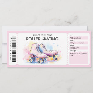 Invitation Certificat Cadeau de Patin à Roulettes Rose
