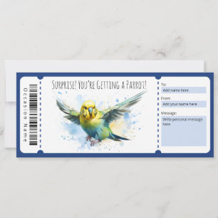Invitation Certificat cadeau de perroquet modifiable pour les