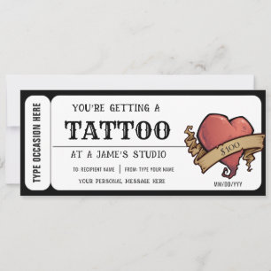 Invitation Certificat Cadeau de Tatouage Personnalisé pour le