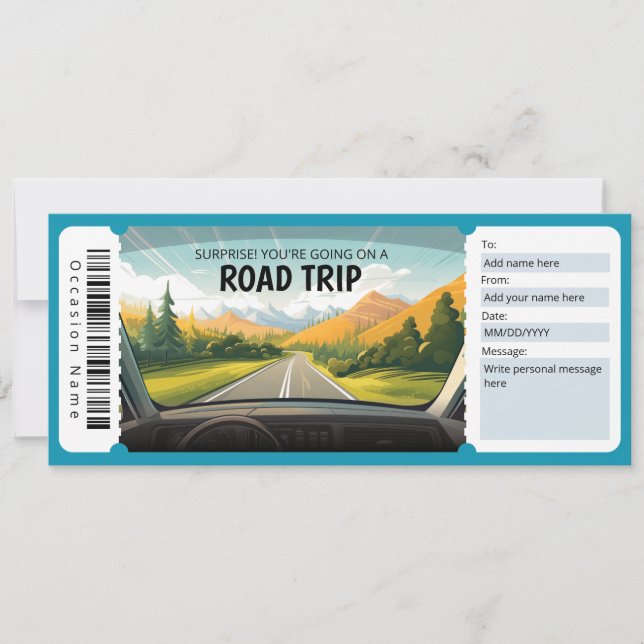 Invitation Certificat-cadeau de voyage, cadeau de voyage rout (Devant)