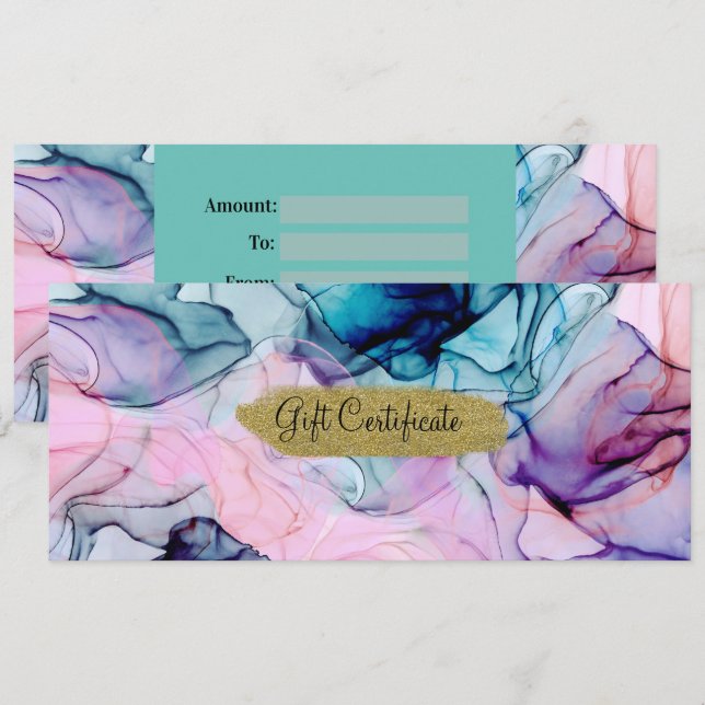 Invitation Certificat cadeau Ethereal Turquoise Pink Purple I (Devant / Derrière)