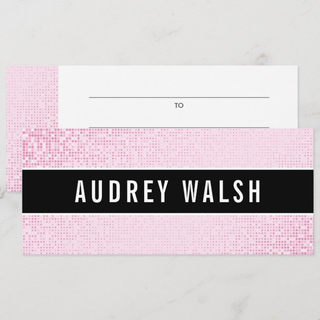 Invitation Certificat cadeau Girly Stylish Pink Sequin Black (Devant / Derrière)