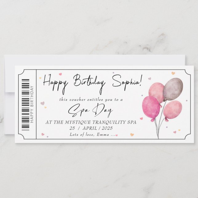 Invitation Certificat cadeau or Rose de jour Spa personnalisé (Devant)