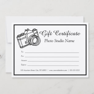 Invitation Certificat cadeau photo personnalisé Kraft