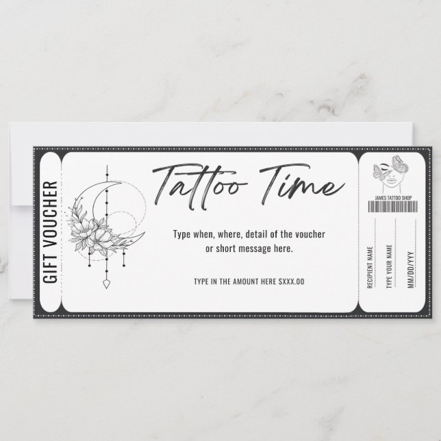 Invitation Certificat cadeau pour un tatouage personnalisé (Devant)