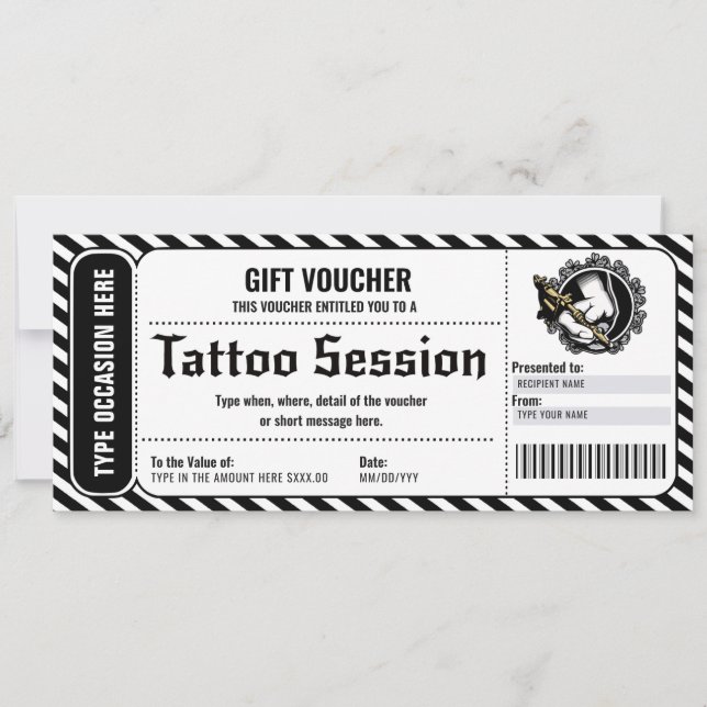 Invitation Certificat cadeau pour un tatouage personnalisé (Devant)