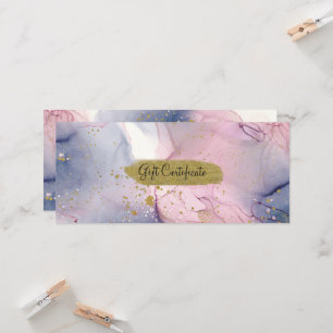 Invitation Certificat Cadeau Rose Pervenche Éthéré Or