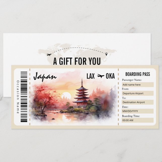 Invitation Certificat cadeau Surprise Japan Boarding Pass (Devant / Derrière)