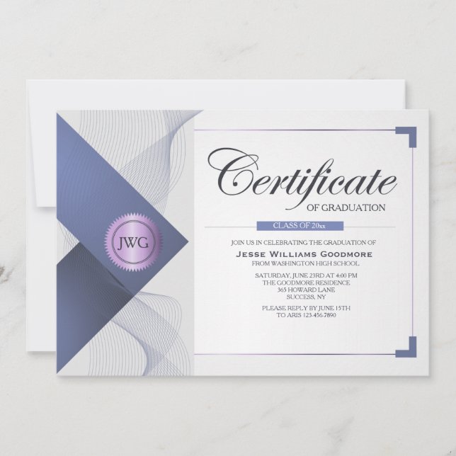 Invitation Certificat d'admission à l'obtention du diplôme (Devant)