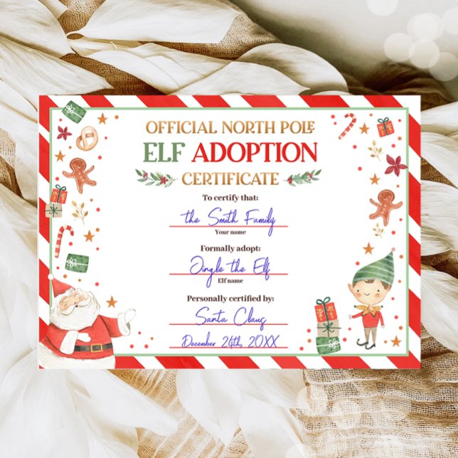 Invitation Certificat d'adoption Elf Adopter un Noël Elf (Créateur téléchargé)