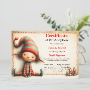 Invitation Certificat d'adoption officiel de lutin du Pôle No