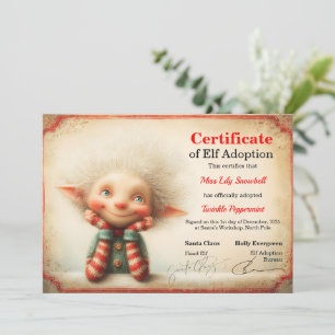 Invitation Certificat d'adoption officiel de lutin du Pôle No