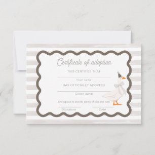 Invitation Certificat d'adoption pour le 1er anniversaire de