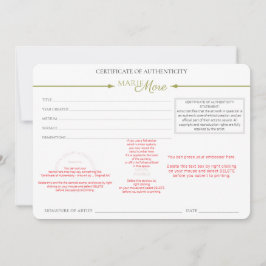 Invitation Certificat d'authenticité