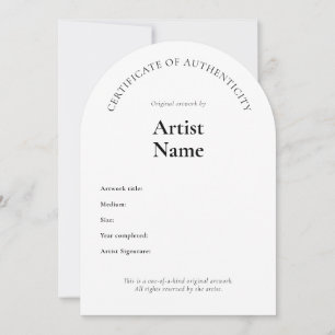 Invitation Certificat d'authenticité Arch Art Modèle