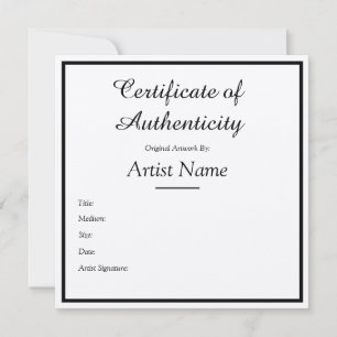Invitation Certificat d'authenticité Kraft pour Art Craft