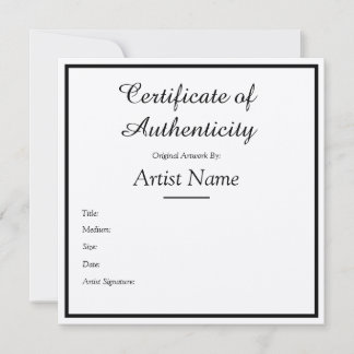 Invitation Certificat d'authenticité Kraft pour Art Craft