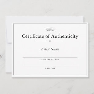Invitation Certificat d'authenticité Matte pour Art