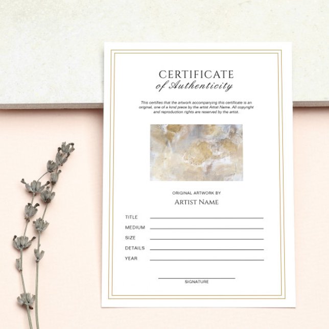 Invitation Certificat d'authenticité vertical pour l'œuvre d' (Créateur téléchargé)