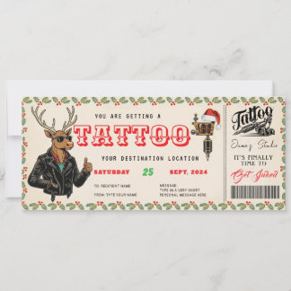 Invitation Certificat de billet cadeau de tatouage de Noël