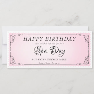 Invitation Certificat de bon rose de massage de jour personna