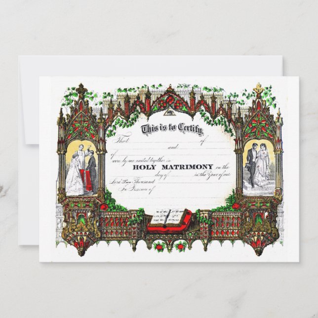 Invitation certificat de mariage à partir de 1877 (Devant)