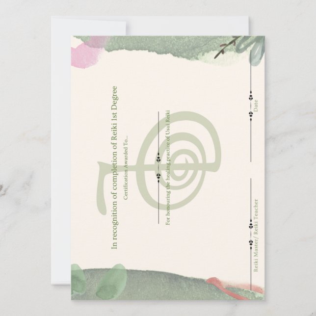 Invitation Certificat de premier degré Reiki (Devant)