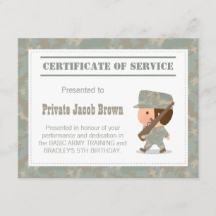 Invitation Certificat de service de l'armée Merci Anniversair