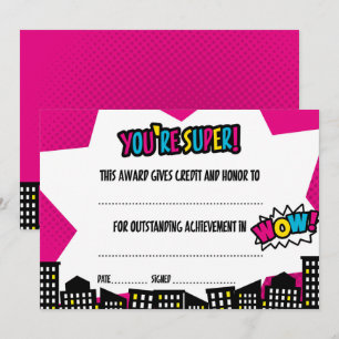 Invitation Certificat de super héros, diplôme