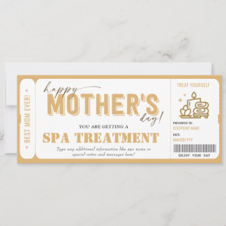 Invitation Certificat du Spa cadeau de fête des mères personn