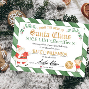 Invitation Certificat Nice de Père Noël Sceau d'approbation