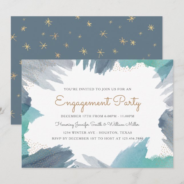 Invitation Cerulean Engagement Party (Devant / Derrière)