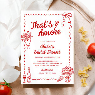 Invitation C'est Amore Hand Drawn Fête des mariées italienne