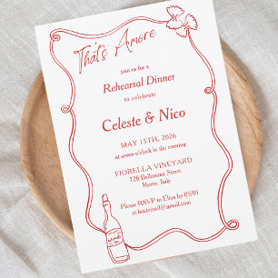 Invitation C'est Amore Hand Drawn Italien Rehearsal Dinner