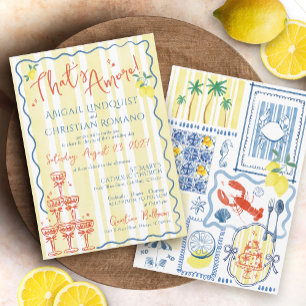Invitation C'est Amore Italien Lemons Blue Coastal Mariage