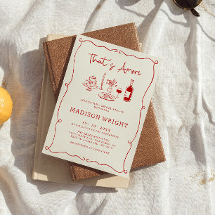 Invitation C'est Amore Italien Rouge Main Tirée Fête des mari