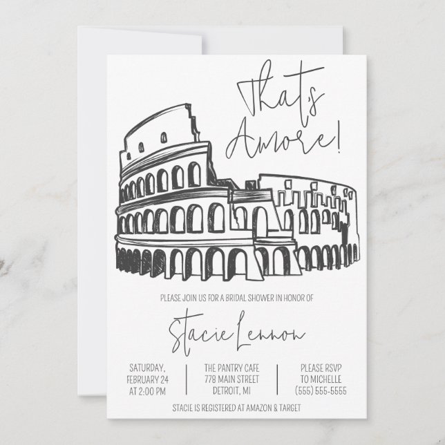 Invitation C'est Amore, Rome, Italie, Fête des mariées du Col (Devant)